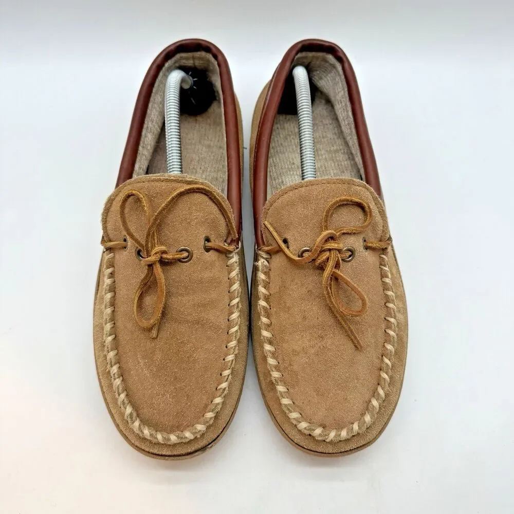 Cabela's Thinsulate 100g Slip On Moccasin Mens 10W Brown Suede Knit Lined Loafer